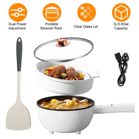 Electric Hot Pot Non-Stick Frying Pan (Color: White)
