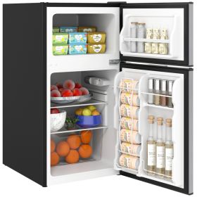 Double Door Compact Refrigerator with Adjustable Thermostat (Option: Black-490x540x950 mm)