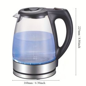 Electric Kettle With Stainless Steel Filter And Inner Lid (Color: Black)