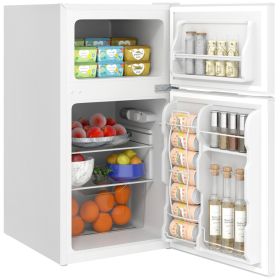 Double Door Compact Refrigerator with Adjustable Thermostat (Option: White-490x540x950 mm)