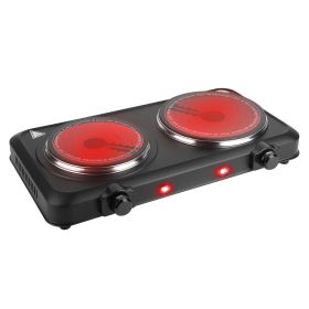 2000W Electric Infrared Dual Burner Portable (Color: Black)
