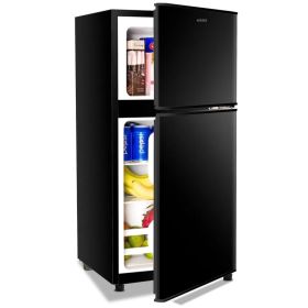 Compact Refrigerator Mini Fridge With Freezer (Option: Black)